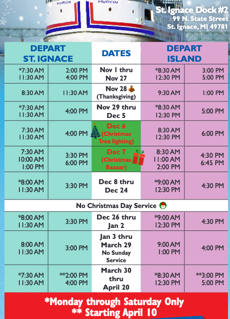 Star Line Mackinac Island Ferry Winter Schedule